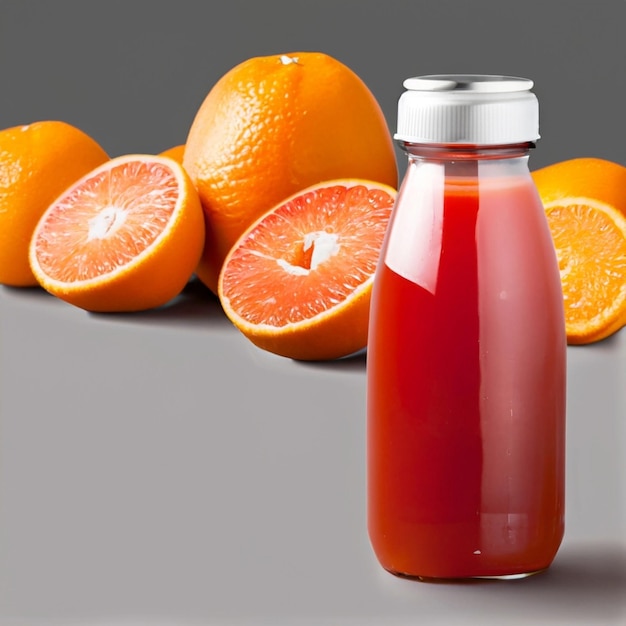 A bottle of fresh red orange juice