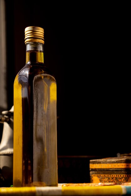 Bottle glass of olive oil