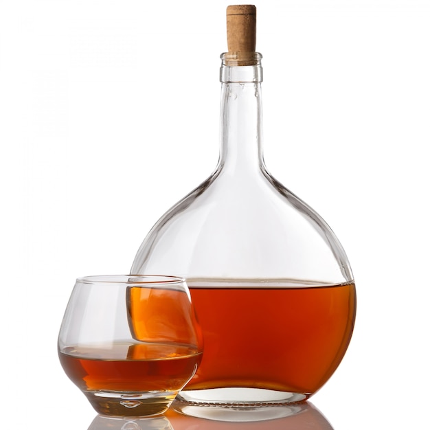 Bottle and glass with cognac