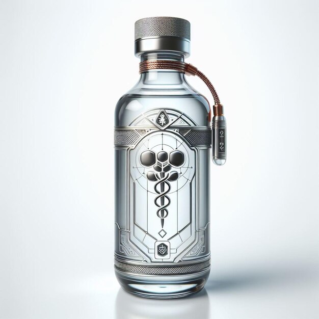 Photo a bottle of glass with a skull on it