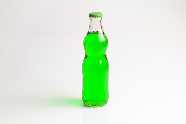 bottle green drink  isolate background.