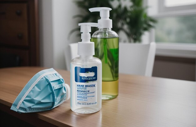 Photo a bottle of hand sanitizer gel for hygiene and safeguarding against germs generated by ai