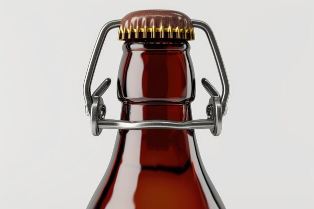 Photo bottle handle carrier in brown on white background