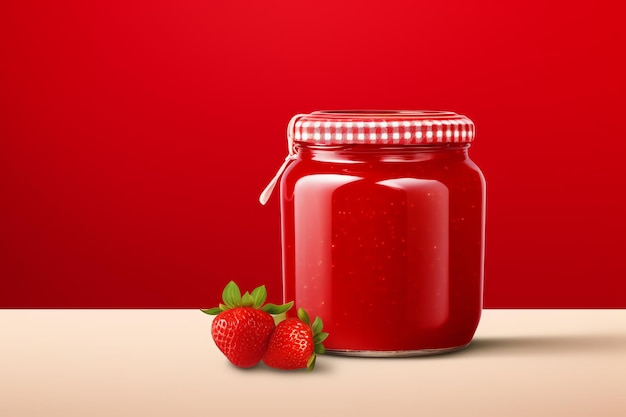 Bottle of homemade strawberry jam fruits healthy fitness ad bottle drink