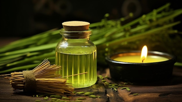 bottle jar of citronella essential oil extract