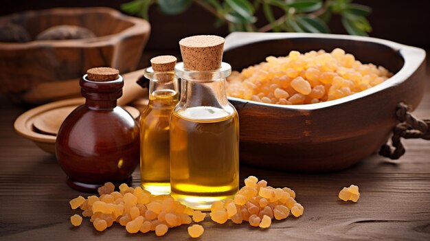 bottle jar of essential oil extract frankincense