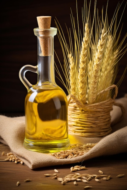 bottle jar with wheat essential oil extract