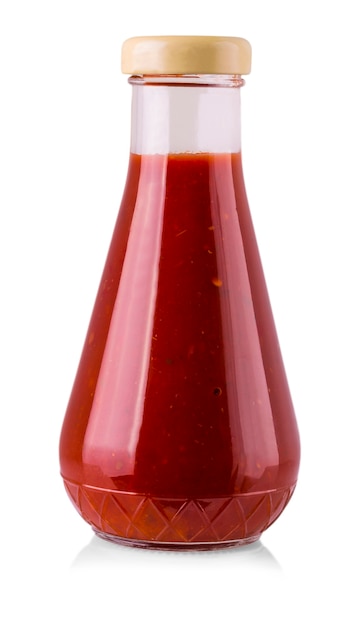 Bottle of Ketchup isolated on white background with clipping path