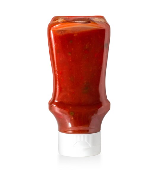 Photo bottle of ketchup isolated