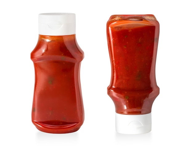 Photo bottle of ketchup isolated