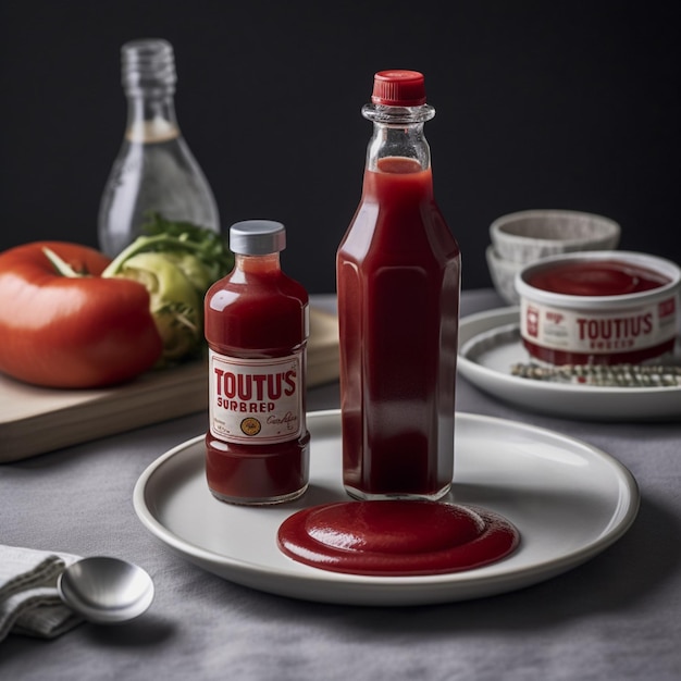 A bottle of ketchup that says ketchup on it