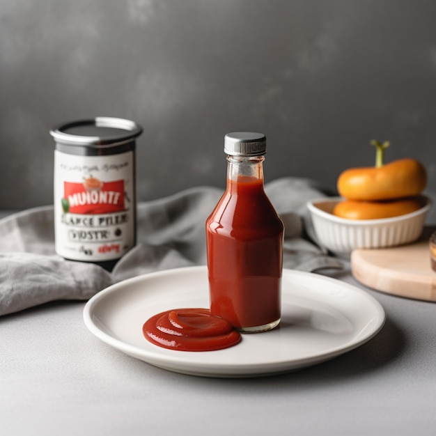 Foto una bottiglia di ketchup con sopra scritto ketchup