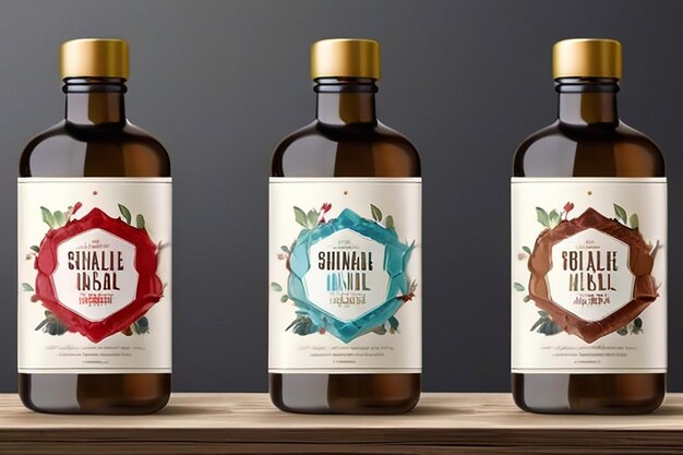 Photo bottle label packaging design label template design mock up design