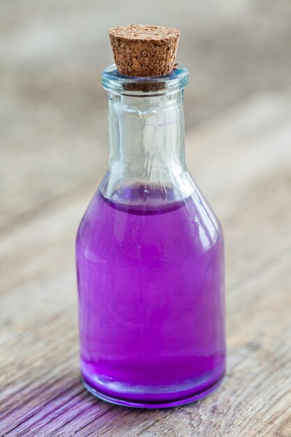 Bottle of lavender essential oil or potion