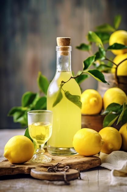 A bottle of lemon juice with a bottle of lemon juice.