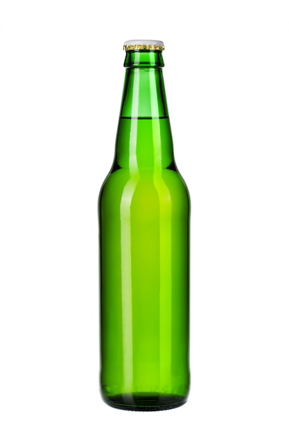 Bottle of light beer isolated on white background close up