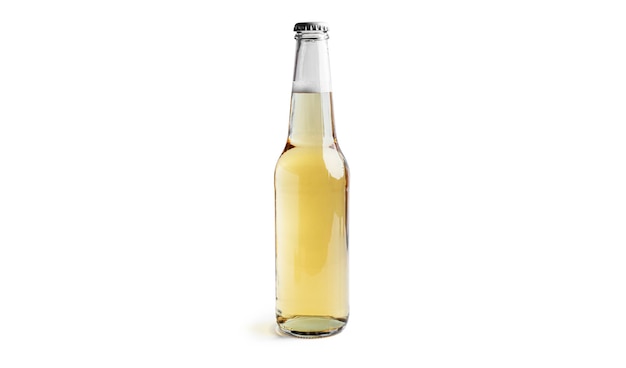 Бутылка светлого пива, изолированные на белом.