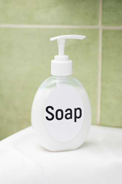 Photo bottle of liquid antibacterial soap