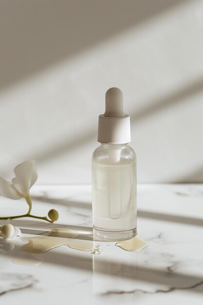 a bottle of liquid sitting on top of a table