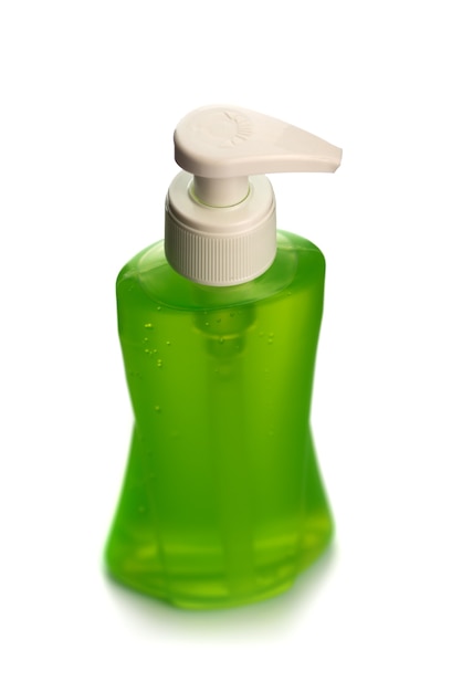 Bottle of liquid soap or cream or face wash dispensers or liquid stopper isolated on white