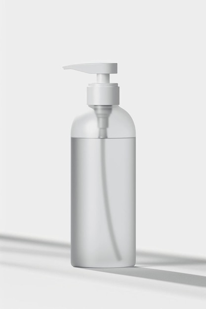 a bottle of liquid on a white surface