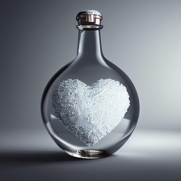 Premium AI Image | A bottle of liquid with a heart in it