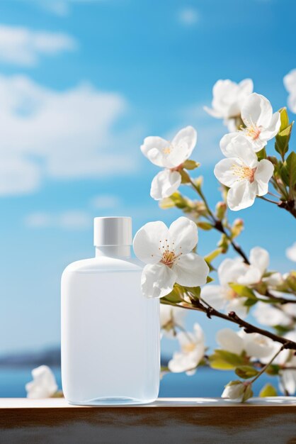 Photo a bottle of lotion sitting on top of a window sill digital art body product mockup