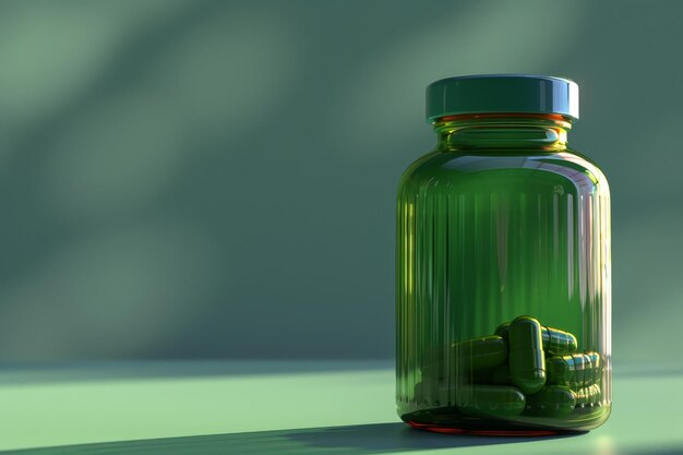 A bottle of medicine is sitting on a table