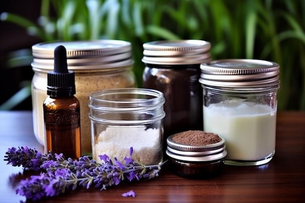 A bottle of medicine with a purple flower in the middle.