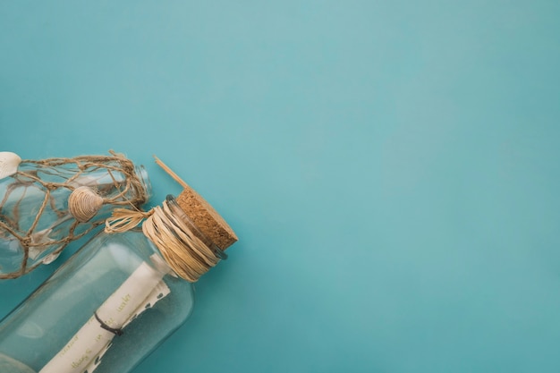 Bottle message on blue background