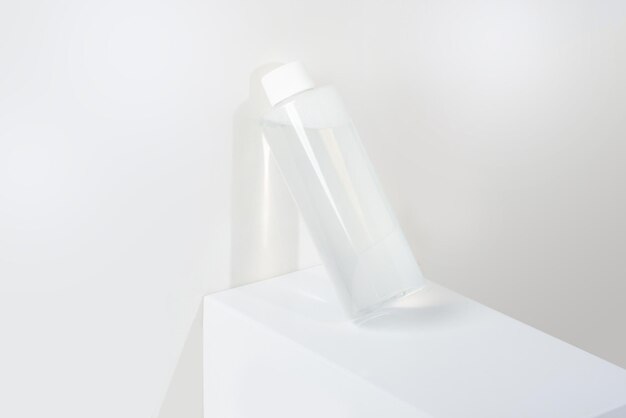 Photo bottle of micellar water on a white background