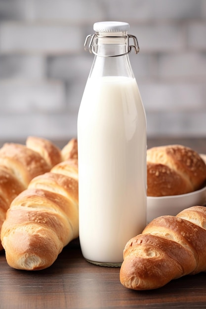 A bottle of milk next to a bottle of milk