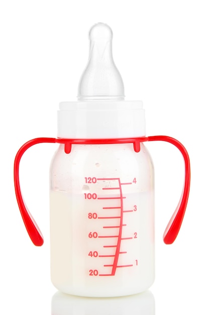 乳配方剤のボトル 白に分離された