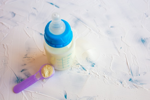 Bottle of milk or infant formula for a newborn 