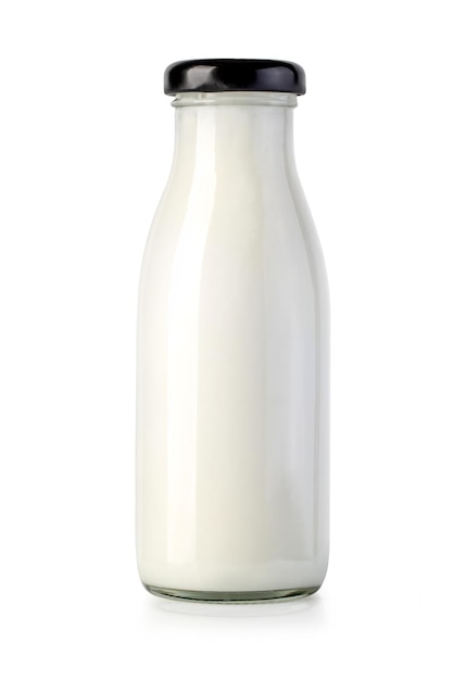 Bottle of milk isolated on white background with clipping path