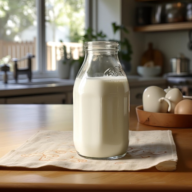 Bottle of milk in the kitchen