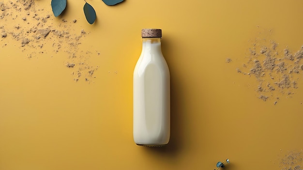 Photo bottle of milk on light background ai generate illustration