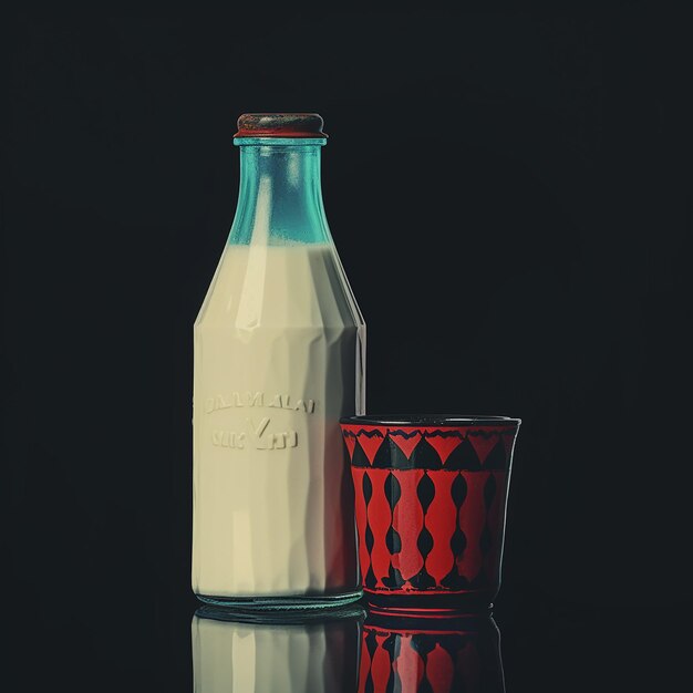 Photo bottle of milk and a yogurt