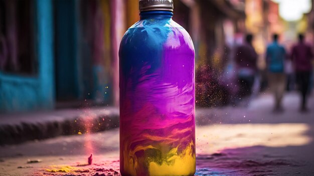 bottle mockup Holi Background