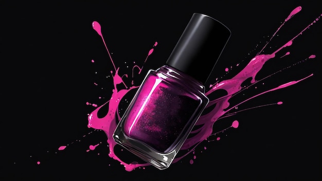 Photo bottle of nail polish on a black background 3d rendering