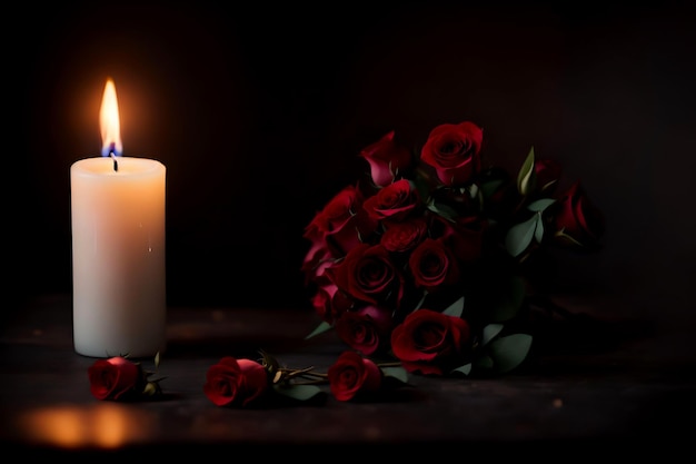 Фото Бутылка эфирного масла розы со свежими розами на деревянном столе