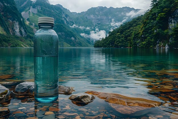 写真 湖の水のボトル ジェネレーティブ・ai