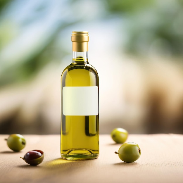 Bottle of olive oil blank empty generic product packaging mockup