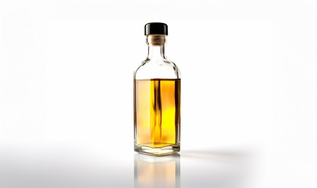 Bottle of olive oil and vinegar Bottle glass with oil on a white background