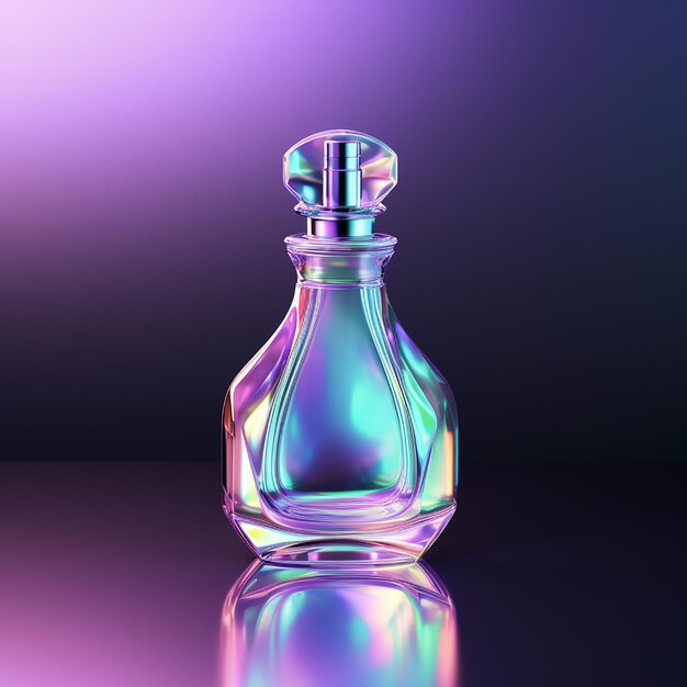 A bottle of perfume holographic background holographic minimalist high quality