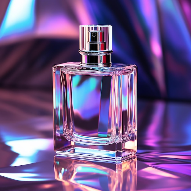 Бутылка парфюмерии голографический фон голографический минималист высокого качества
