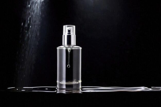 Photo a bottle of perfume is on a black background