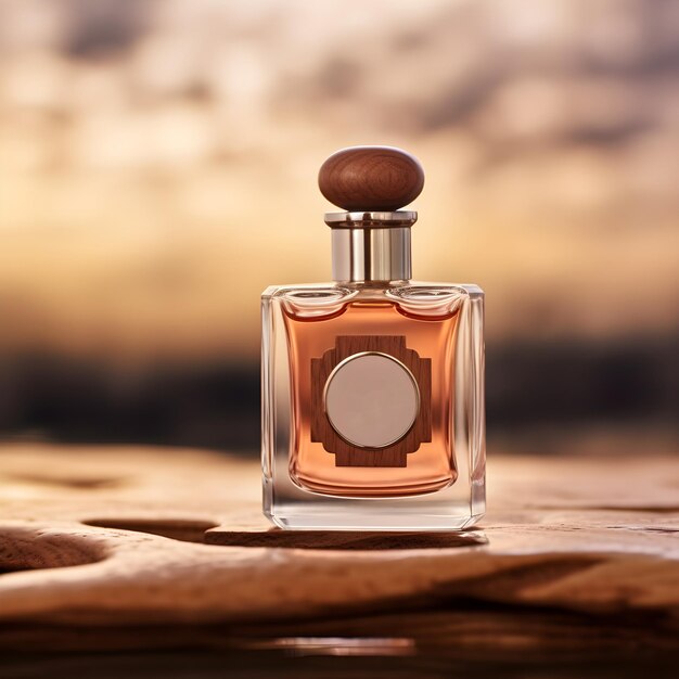 A bottle of perfume on a table