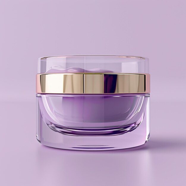 Photo a bottle of perfume that is purple and has a gold ring around the top