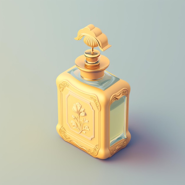 A bottle of perfume with a bird on the top